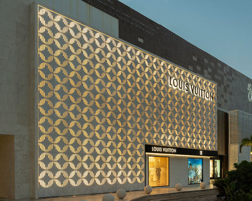 louis vuitton's cancun boutique unveils concrete facade with sculpted flower motif